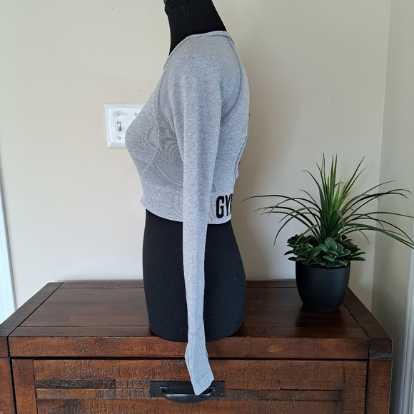 Gymshark Flex Sports Crop Top Grey Size Small Active Top Long Sleeved - Picture 7 of 16